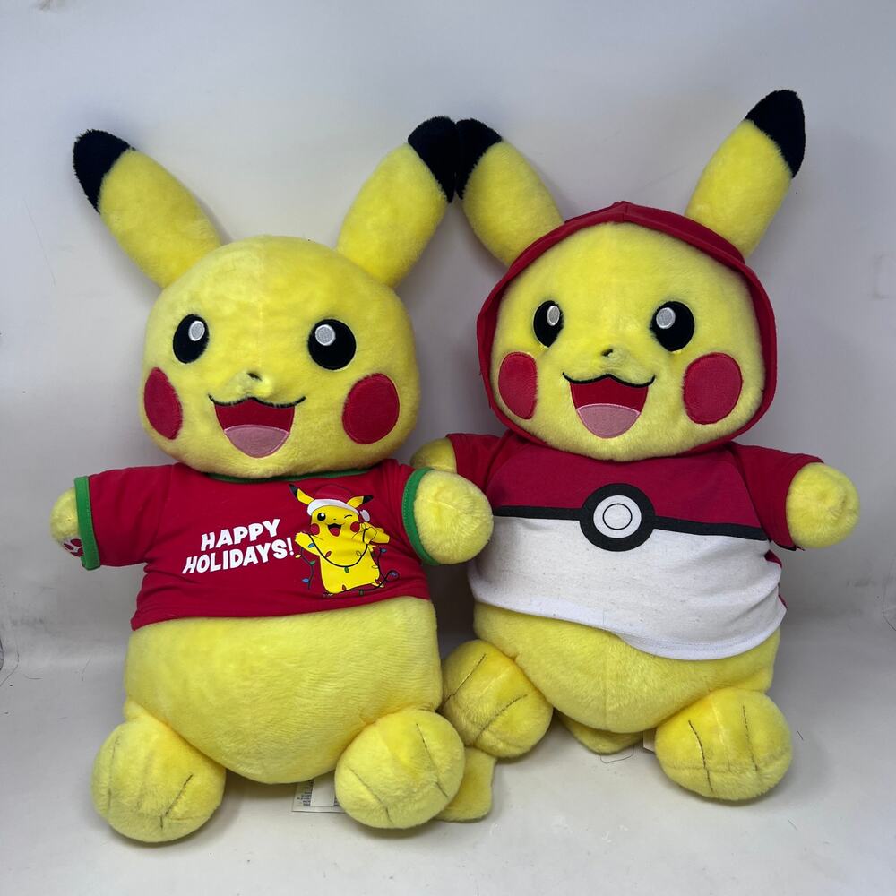 Build a Bear Pokemon Pikachu Plush Set of 2 Pokeball Hoodie Christmas Shirt 2016